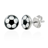 bkwear 2 Stück Ohrstecker OS 42 bk3 Fußball Ohrringe Edelstahl Stecker 7mm Fussball -