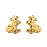 CLEVER SCHMUCK Goldene Ohrstecker 8 mm Frosch mit Krone glänzend 333 GOLD 8 KARAT -