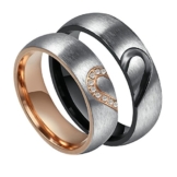 Daesar Schmuck Edelstahl Herz Partnerringe Zirkonia Schwarz Silber Rosegold Herren Damen Ring Mit Gravur Freundschaftsringe -