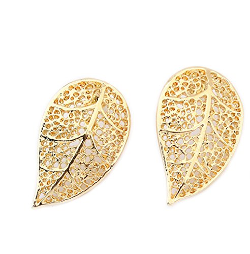 Damen Ohrringe Orientalischer Blattohrring Glück Freundschaft Liebe Blatt Leaf in Gold-Optik von DesiDo® -