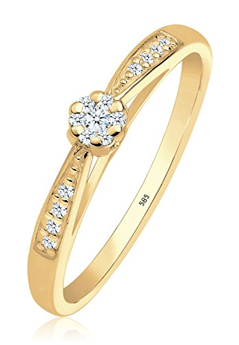 Diamore Damen-Stapelring Verlobungsring 585 Gelbgold Diamant (0.16 ct) weiß Brillantschliff -