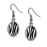 Distressed schwarz Zebra Graphics and More Ohrhänger Oval Charm Ohrringe -