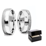 Eheringe Verlobungsringe Paar Trauringe Freundschaftsringe Silber 925 ** GRATIS Gravur ** SWAROVSKI Zirkonia Paarpreis Set Partnerringe Weißgold Platin Optik Ringpaar Hochzeitsringe 6mm FF382SS925ZIFA -