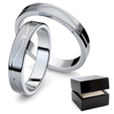 Eheringe Verlobungsringe Trauringe Freundschaftsringe Silber 925 * inkl. GRATIS Luxusetui * Zirkonia Paarpreis Set Partnerringe Silber (Weißgold Platin Optik) Paar 4mm FF342SS925ZIFA-6 -