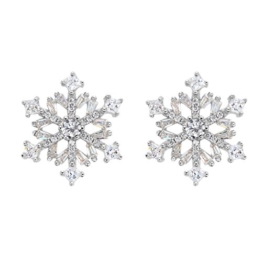 EVER FAITH® 925 Sterling Silber Cubic Zirconia Winter Schneeflocke Blume Stud Ohrringe N07292-1 -