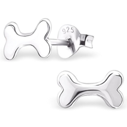 EYS JEWELRY® Damen-Ohrringe Hunde-Knochen 5 x 9 mm blank 925 Sterling Silber silber im Etui Damenohrstecker -
