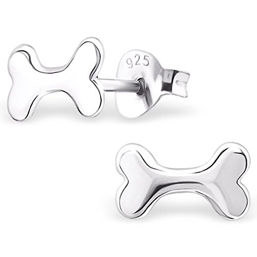 EYS JEWELRY® Damen-Ohrringe Hunde-Knochen 5 x 9 mm blank 925 Sterling Silber silber im Etui Damenohrstecker -
