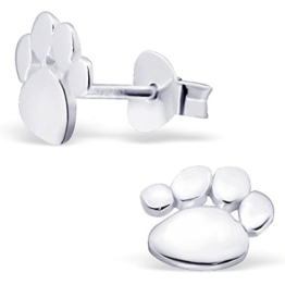 EYS JEWELRY® Damen-Ohrringe Hunde-Pfoten Tatzen 7 x 7 mm blank 925 Sterling Silber silber im Etui Damenohrstecker -