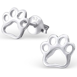 EYS JEWELRY® Damen-Ohrringe Hunde-Pfoten Tatzen 7 x 8 mm blank 925 Sterling Silber silber im Etui Damenohrstecker -