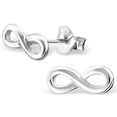 EYS JEWELRY® Damen-Ohrringe Infinity Unendlichkeits-Symbol 7 x 10 mm blank 925 Sterling Silber silber im Etui Damenohrstecker -