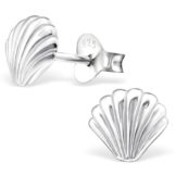 EYS JEWELRY® Damen-Ohrringe Jakobsmuschel Pilgerabzeichen 6 x 7 mm blank 925 Sterling Silber silber im Etui Damenohrstecker -