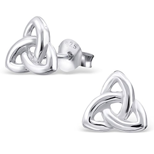 EYS JEWELRY® Damen-Ohrringe Keltischer Dreiecks-Knoten Trinity 8 x 8 mm blank 925 Sterling Silber silber im Etui Damenohrstecker -