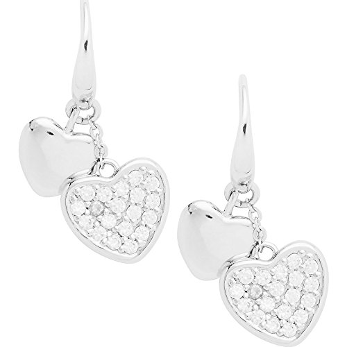 Fossil Damen-Ohrringe mit Herz Valentine 925 Sterling Silber JFS00194040 Farbe: Silber - Ohrringe Inhalt: 1 Paar - In einem sehr zeitlosem und elegantem Design mit zwei Herzen und Glitzersteine. Ohrringe -