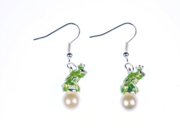 Froschkönig Ohrringe Prinzessin Miniblings Frosch König Krone emailliert Perle -