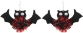 Hellorange Schwarz & Rot glitzerndes 3D Halloween Fledermäuse Ohrringe - Ohrlöcher -