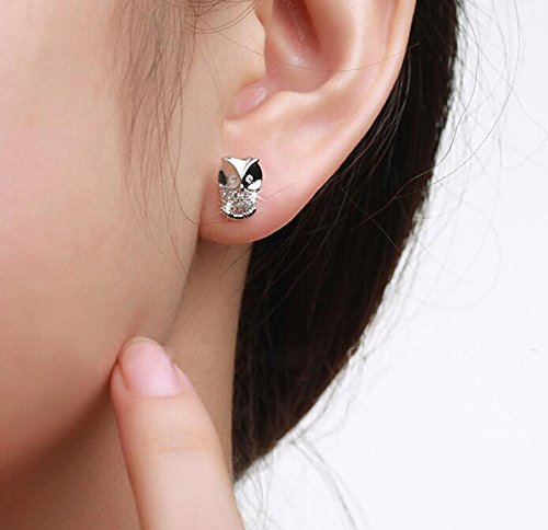 Hosaire 1 Paar Ohrringe Damen Ohrhänger Mode Eulen-Form Dangler Edelstahl-Stud Earring -