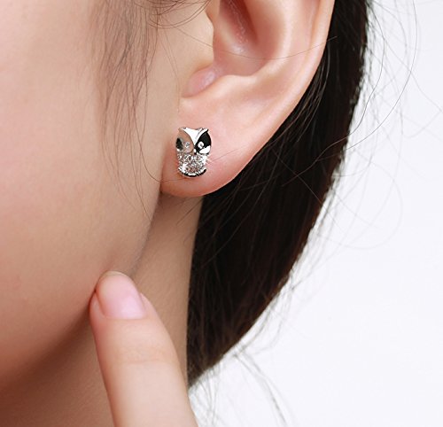 Ijewellery Ohrringe Weißgold Überzogen Österreich Kristall Stilvolle Nette Eule Form Ohrringe Valentinstag ist ein Tag Geschenk Stecker für Damen -