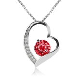 J.Rosée Kette / Damen Halskette mit Herz Anhänger 925 Sterling Silber Zirkonia 45cm / Schmuck mit Etui (ewige Liebe - rot) -