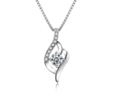 J.Vénus Damen Schmuck, Halskette Silber mit Anhänger 925 Sterling Silber Zirkonia 45cm / Kette, Schmuck mit Etui (ewige Liebe - weiß) -
