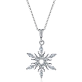 J.Vénus Damen Schmuck, Halskette Silber mit Schneeflocke Anhänger 925 Sterling Silber Zirkonia 45cm / Kette, Schmuck mit Etui (ewige Liebe - weiß) -