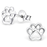 JAYARE® Kinder-Ohrringe Hunde-Pfoten Tatzen 7 x 7 mm blank 925 Sterling Silber silber im Etui Mädchen-Ohrstecker -