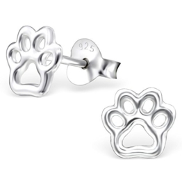 JAYARE® Kinder-Ohrringe Hunde-Pfoten Tatzen 7 x 7 mm blank 925 Sterling Silber silber im Etui Mädchen-Ohrstecker -