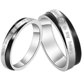 JewelryWe Schmuck 1 Paar Edelstahl Partnerringe, "You are always in my heart" Gravur, Freundschaftsringe Eheringe Trauringe Verlobung Ringe Band, Schwarz Silber, Kostenlos Gravur -