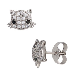 JOBO Kinder Ohrstecker Katze 925 Sterling Silber rhodiniert mit Zirkonia Ohrringe -