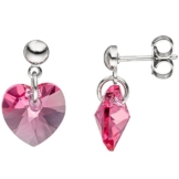 JOBO Ohrhänger Herz 925 Silber mit Swarovski-Elements rosa pink Ohrringe Ohrstecker -