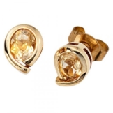 JOBO Ohrstecker 333 Gelbgold 2 Citrine Gold-Ohrringe -