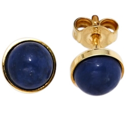 JOBO Ohrstecker 333 Gelbgold 2 Lapislazuli Gold-Ohrringe -