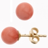 JOBO Ohrstecker 333 Gelbgold 2 rosa Korallen Gold-Ohrringe -