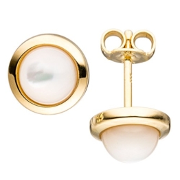JOBO Ohrstecker 333 Gold Gelbgold 2 Perlmutt-Steine Ohrringe Goldohrringe -