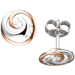 JOBO Ohrstecker 333 Gold Weißgold bicolor 8 Zirkonia Ohrringe Goldohrringe -