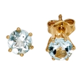 JOBO Ohrstecker 585 Gelbgold 2 Aquamarine Gold-Ohrringe -