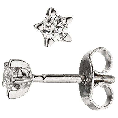 JOBO Ohrstecker 585 Gold Weißgold 2 Diamanten Brillanten Ohrringe Diamantohrringe -