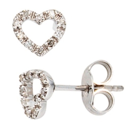 JOBO Ohrstecker 585 Weißgold 1 Diamant-Brillant 0,10ct. Gold-Ohrringe -