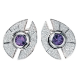 JOBO Ohrstecker 585 Weißgold 150 Diamant-Brillanten 0,825ct. 2 Amethyste Ohrringe -