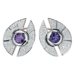 JOBO Ohrstecker 585 Weißgold 150 Diamant-Brillanten 0,825ct. 2 Amethyste Ohrringe -