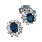 JOBO Ohrstecker 585 Weißgold 20 Diamant-Brillanten 0,40ct. 2 blaue Safire Ohrringe -