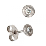 JOBO Ohrstecker 585 Weißgold mattiert 2 Diamant-Brillanten 0,15ct. Gold-Ohrringe -