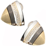 JOBO Ohrstecker 925 Sterling Silber rhodiniert teilmattiert 18 Diamant-Brillanten -