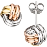 JOBO Ohrstecker 925 Sterling Silber teilvergoldet tricolor dreifarbig Ohrringe -