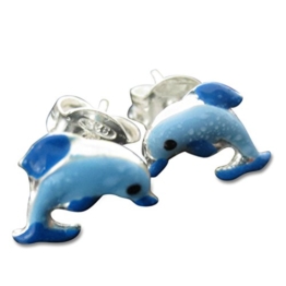 Kinderohrringe Delphin Ohrstecker In 925 Silber Delfin Ohrringe Blau -