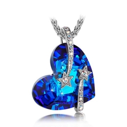 LADY COLOUR Ich liebe dich Kette Damen mit Kristallen von Swarovski blau Schmuck muttertagsgeschenke Weihnachtsgeschenke geburtstagsgeschenke valentinstag geschenk geschenke fur frauen freundin herz -