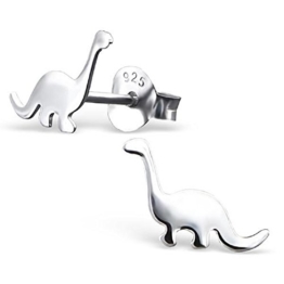 Laimons Kinder-Ohrstecker Dino-saurier in glanz flach Sterling Silber 925 -