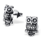 Laimons Kinder-Ohrstecker Eule glanz oxidiert Sterling Silber 925 -