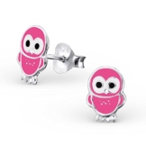 Laimons Kinder-Ohrstecker Eule pink Sterling Silber 925 -