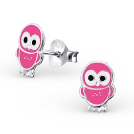 Laimons Kinder-Ohrstecker Eule pink Sterling Silber 925 -