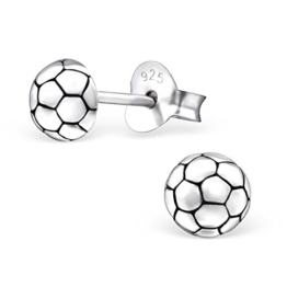 Laimons Kinder-Ohrstecker Fußball glanz oxidiert Sterling Silber 925 -